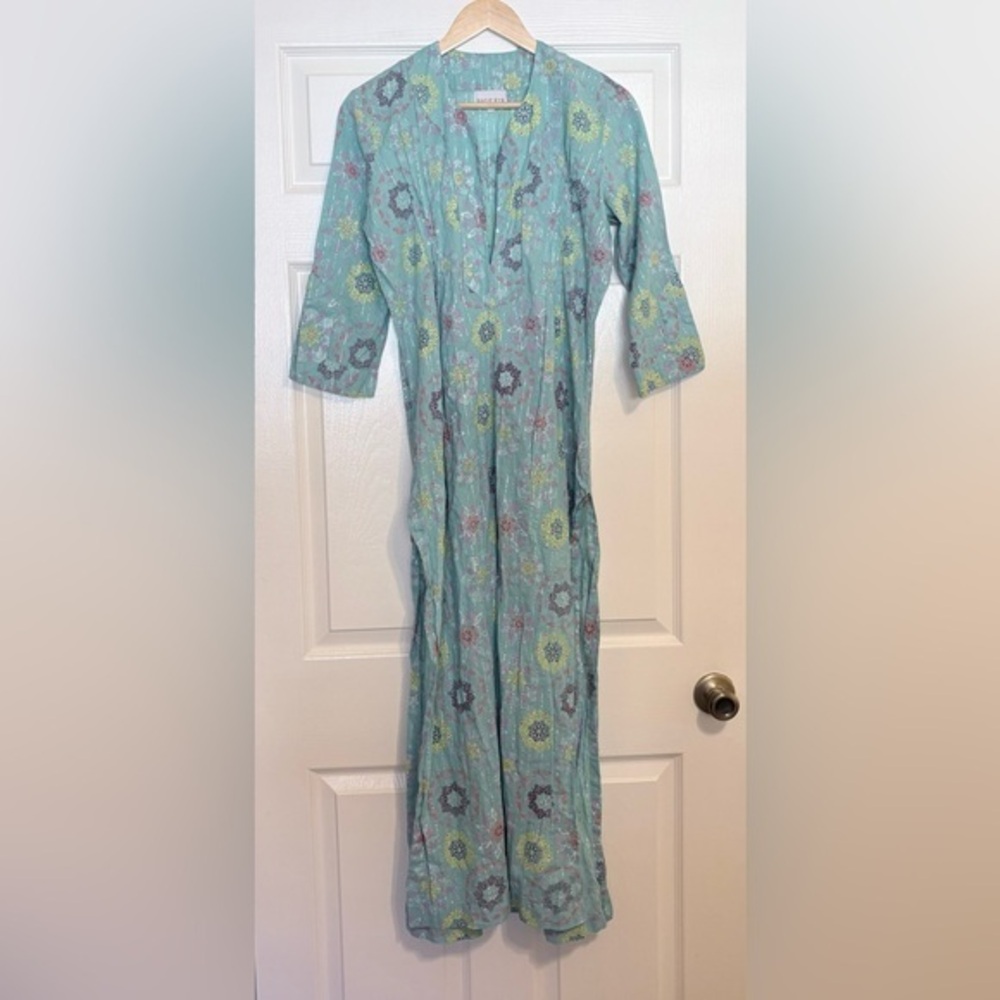 RARE Bond Eye Swim Cover 3/4 Sleeve Turquoise Maxi Dress Small